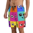 thumbnail image 2 of Kll Doodle Faces Emotions Men'S Casual Summer Beach Shorts Hawaiian Shorts With Pockets-Medium, 2 of 9