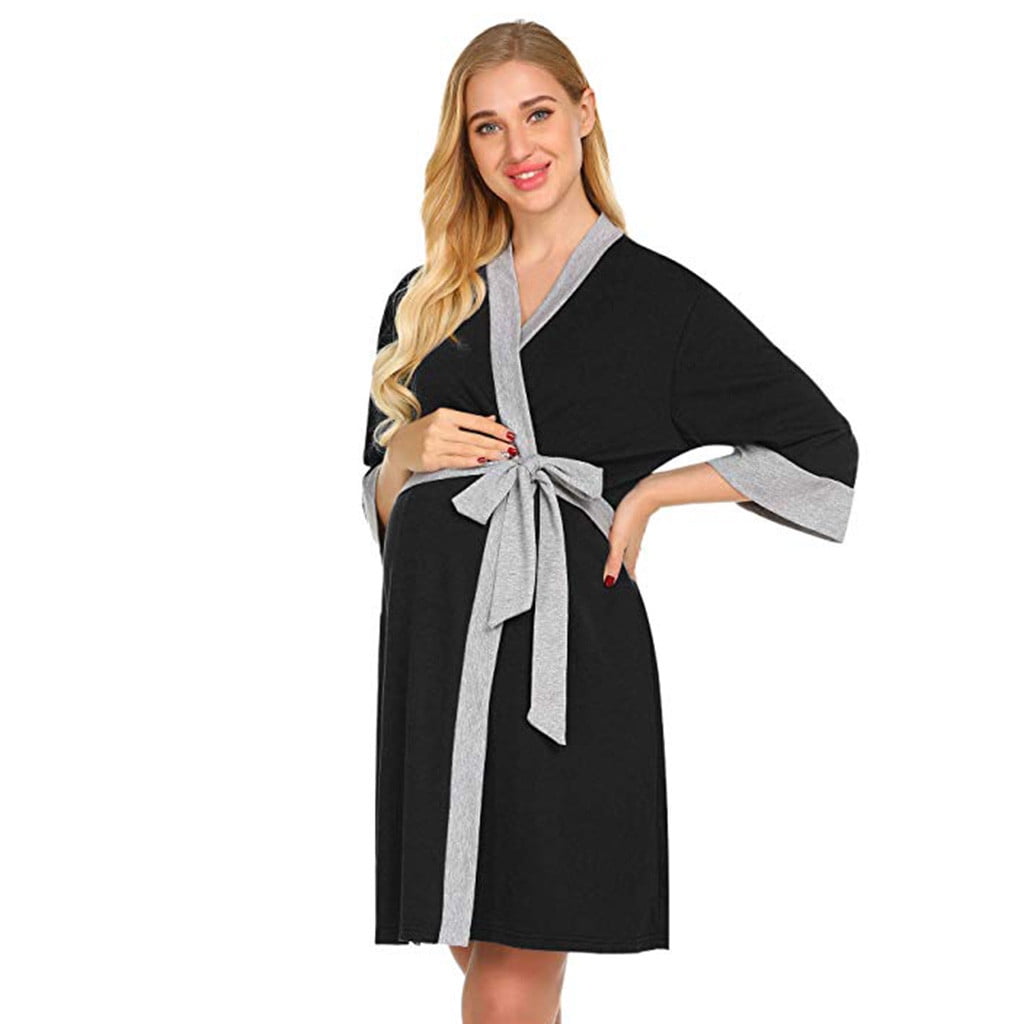 Maternity Nursing Robe Delivery Bridesmaid Dress Nightgowns Hospital Breastfeeding Gown Elegant Dress Womens Dresses for Wedding Guest Short Sleeve Overlay Lace Dress Women Walmart