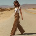 thumbnail image 6 of Women's Suede Fringe Overalls, Adjustable Straps Wide Leg Jumpsuit, Retro Western Style Romper with Side Tassels for Theme Party, Vacation and Casual Outfit Brown L, 6 of 10