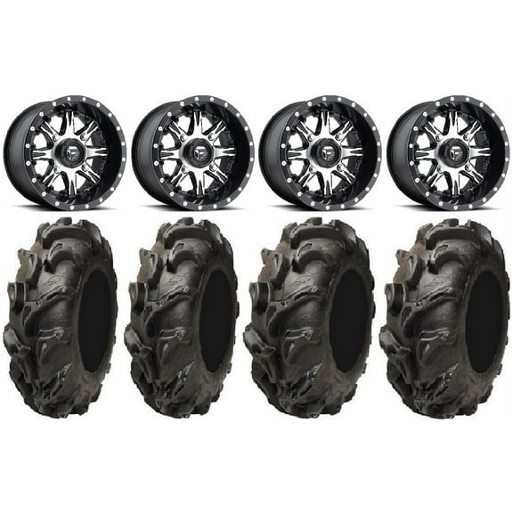 Fuel Nutz Black 14" Wheels 27" Mega Mayhem Tires Honda Pioneer