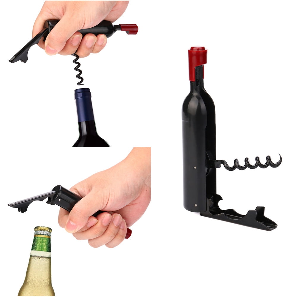 Outton Beer Bottle Opener 4 pack Folding Multifunction Stainless Steel Opener 4-in-1 Waiter Corkscrew with Foil Cutter