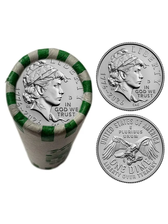 Collectible 2026-D Emerging Liberty Dime Coin Roll • 50 Brilliant Uncirculated Coins • Denver Mint • 1776-2026 America's 250th