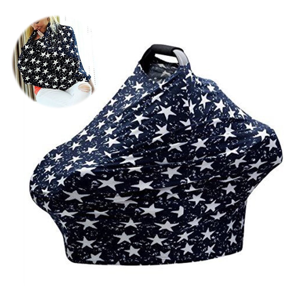 Nursing Cover Carseat Canopy Stretchy Baby Car Seat Cover Breastfeeding Cover Ups 5-in-1 Car Seat Covers for Babies Carseat Cover for Boys & Girls Infant Stroller Black & White by LittleGiggle 