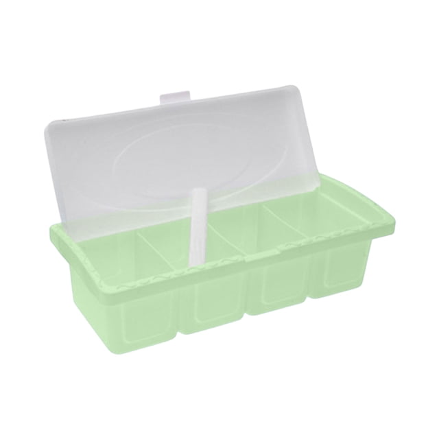 Wdhugt Green Divided Seasoning Box Set With Spoons For Kitchen Spice Storage Flip Top Plastic Containers For Salt Pepper 8.27 X 3.54 Inches Green