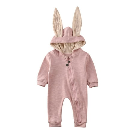

Douhoow Baby Boy Girl Warm Clothes Rabbit Ears Romper Infant Jumpsuit Bodysuit 0-24M
