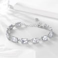 thumbnail image 3 of Juwaliy 18K White Gold Plated Tennis Bracelets for Women,April Birthstone Bracelet Crystal Diamond Wedding Jewelry Valentine Mother's Day Gift for Her, 3 of 9