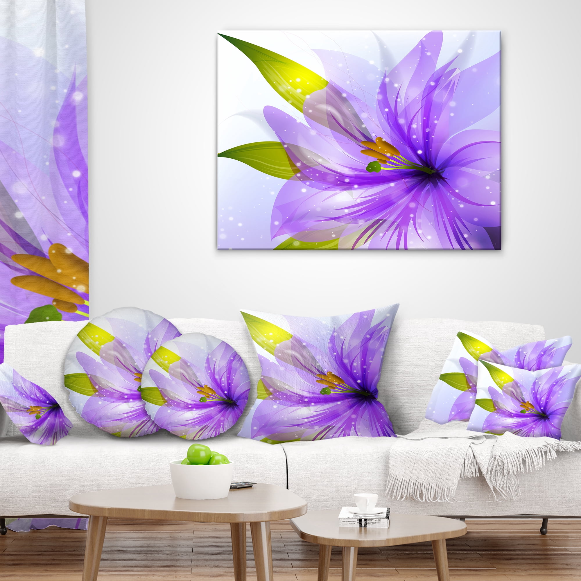 Designart Glowing Lily Flower - Floral Throw Pillow - 12x20
