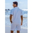 thumbnail image 3 of COOFANDY Men's Two Piece Beach Set Short Sleeve Button Up Shirts Summer Cuban Outfit, 3 of 7