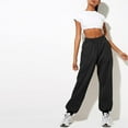 thumbnail image 3 of IYYVV Womens Sweat Pants with Pockets Elastic Waistband Petite Lounge Pants Baggy Sweatpants Solid Color Sweatpants Joggers Black L, 3 of 5