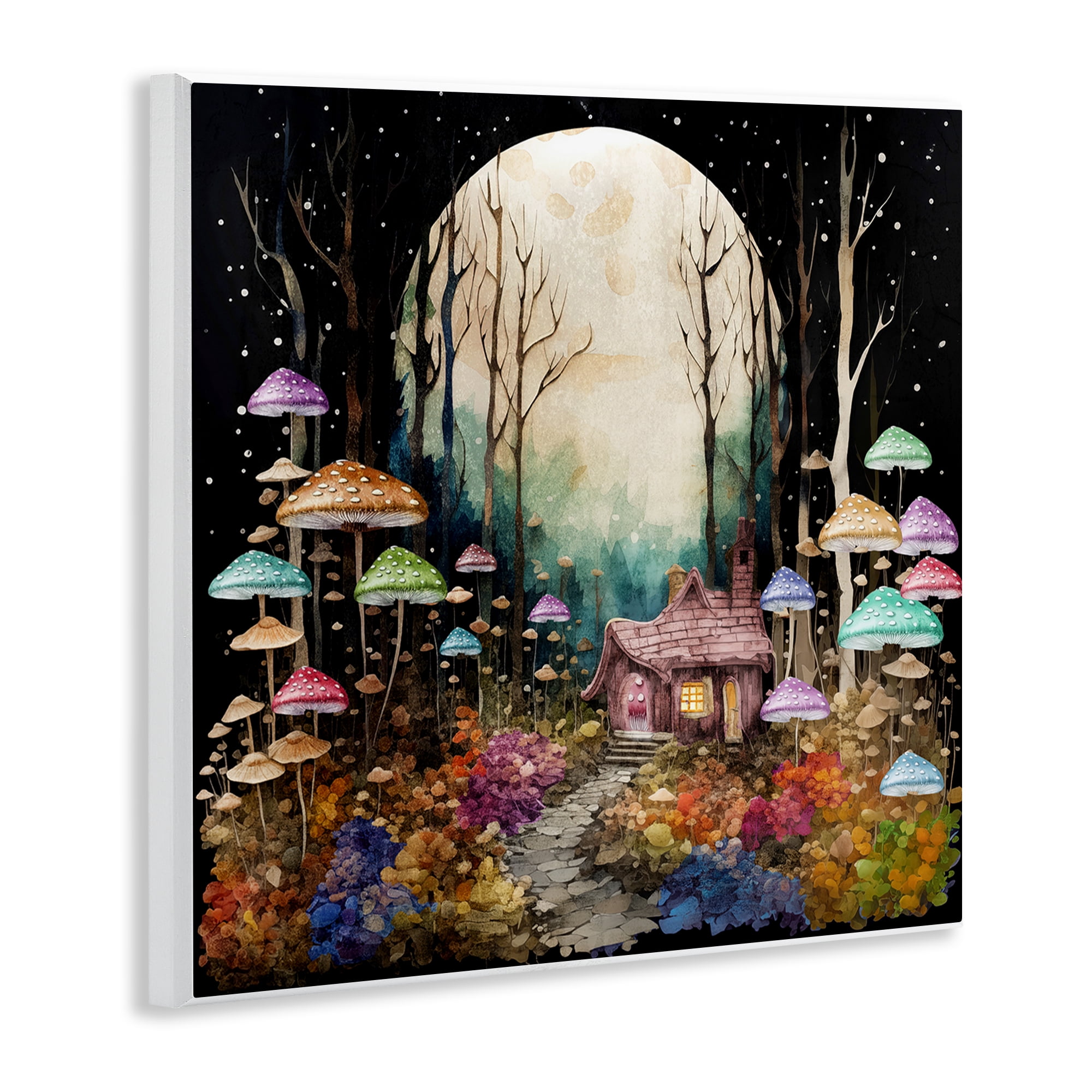Stupell Industries Quirky Mushroom Forest Landscape & Nature Painting Unframed Art Print Wall Art, 12 x 12