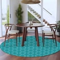 thumbnail image 4 of 8ft Round Rug, Teal Morocco Non-Skid Rubber Backing Large Area Rugs - Living Room Bedroom Home Office, Geometric Leaf Diamond Lattice Abstract Indoor Floor Mat Carpets Washable Rug, 4 of 9
