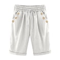 thumbnail image 4 of Women's Summer Solid Color Linen Drawstring High Waist Shorts Plus Size with Pockets, 4 of 5