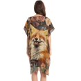 thumbnail image 3 of BZSMCE Women Creatively Fox in Flowers Print Beach Cover-ups Size:S-2XL, 3 of 7