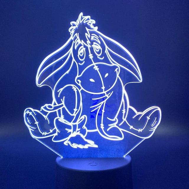 Luz nocturna Little Donkey Eeyores 3D LED para dormitorio infantil