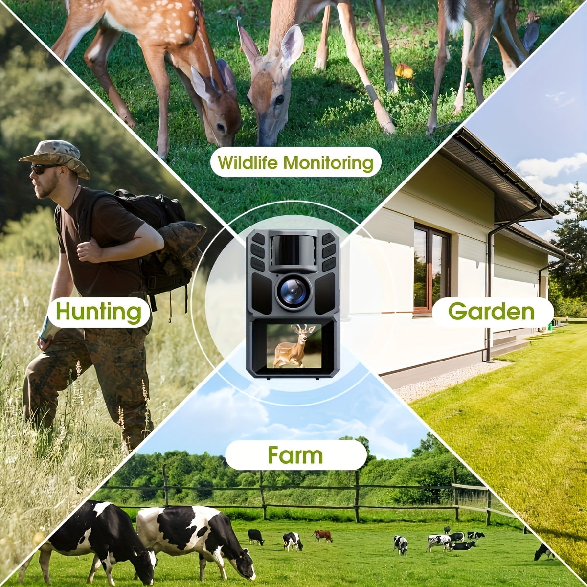 4K 64MP Hunting Trail Cameras Solar Game Trail Cam-130-Degree Wide Angle Deer Wildlife Monitoring with Night Vision Built In 5000mAh Battery 0.2s Trigger Time Camera