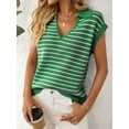 thumbnail image 5 of Anbech Women Striped V-Neck Sweater Tops Cap Sleeve Knit Shirt Summer Dressy Pullover, 5 of 8