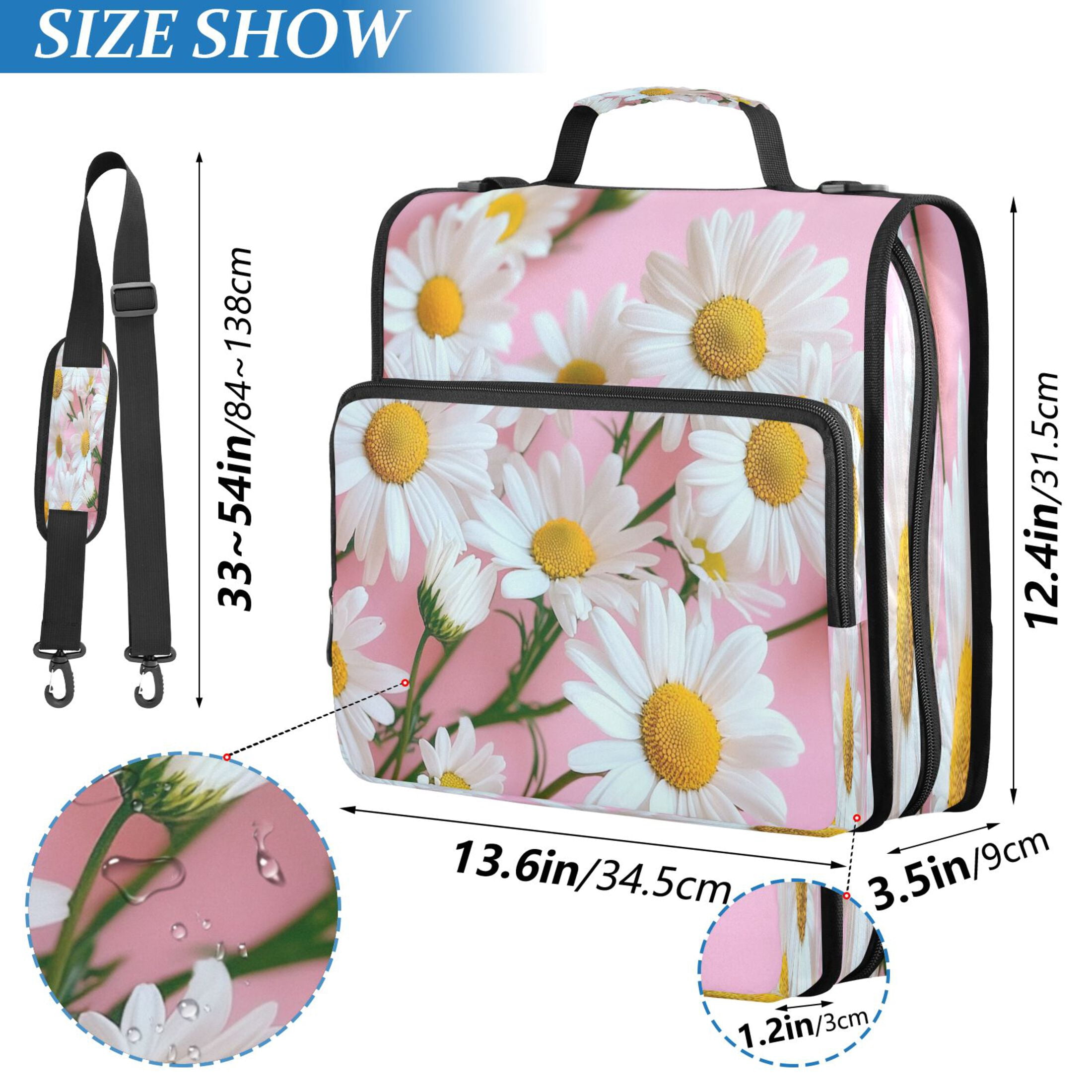 DIXRUYEE Zipper Binder trapper keeper Documents Organized Design Summer Daisies Printed