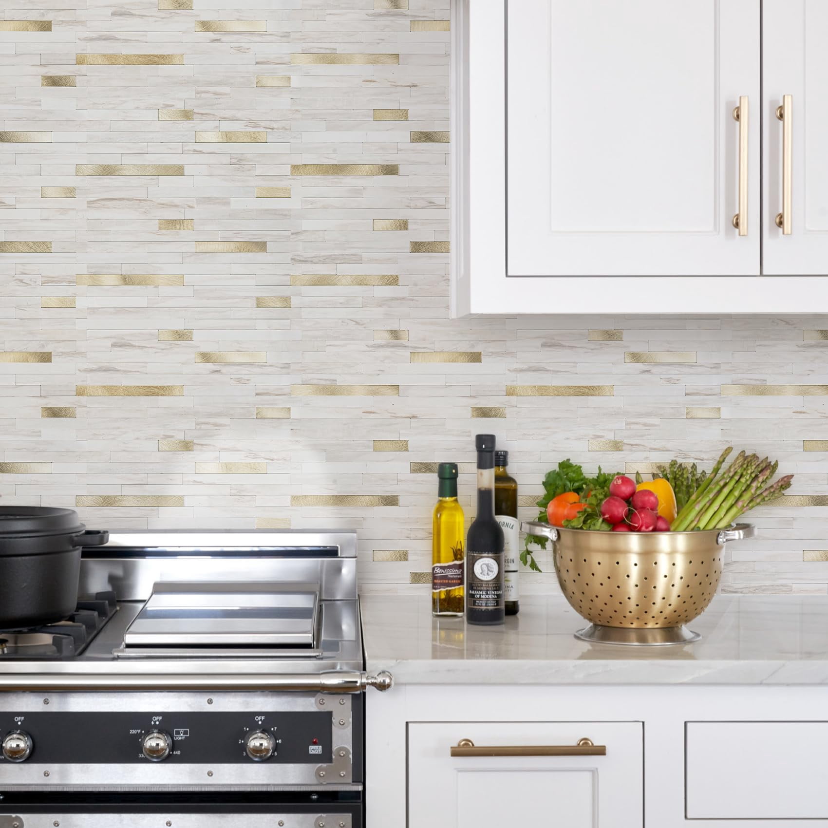 2 Sheets Peel And Stick Backsplash Tile  On For Kitchen Bathroom Glossy Eurasian Wood Grain Pvc Mixed Metal Self Adhesive Wall Tiles