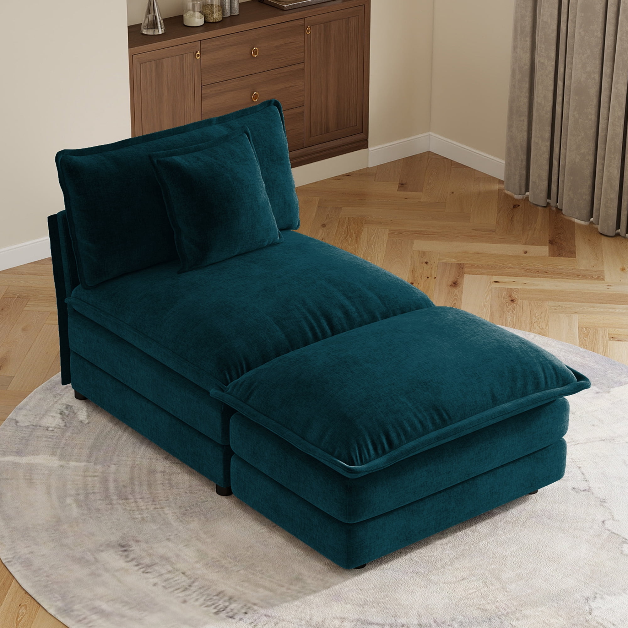 Sectional Sofas Blue Armless 1-Seat & Ottoman