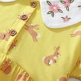 thumbnail image 4 of Robes Décontractées pour Filles, Été, Imprimé Lapin de Dessin Animé, Col Rond, Manches Courtes, Midi, Robe d'Été Décontractée, Tenue de Vacances, Jaune, 7-8 Ans, 4 of 6