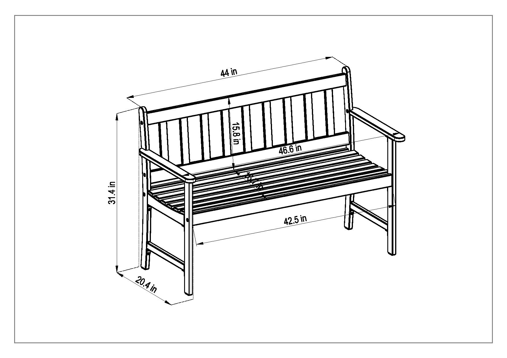 Amazonia Bliss Teak Finish 2-Seat Patio Bench, Brown