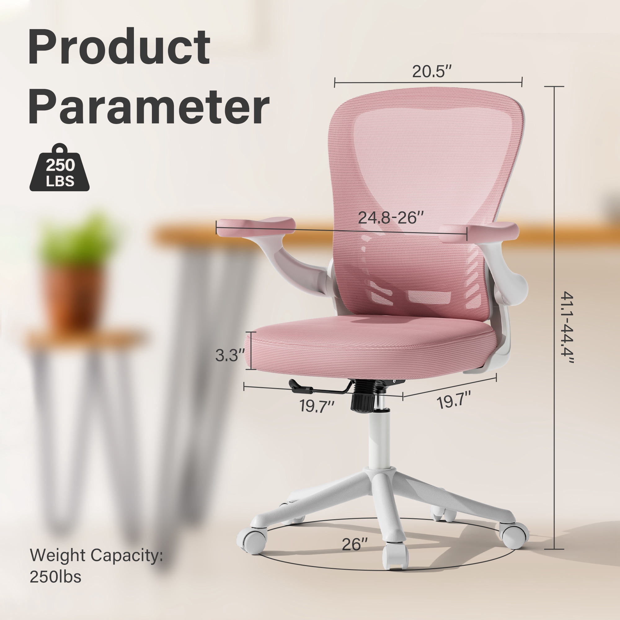 iooHug Ergonomic Mesh Office Chair, Computer Desk Chair with Adjustable Lumbar Support and 3D Armrests, Swivel Task Chair for Home Office, Pink