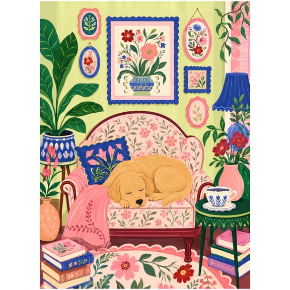 CNDRLEF Cozy Floral Room 500 Pieces Jigsaw Puzzle for Adults, Perfect for Pet Lovers