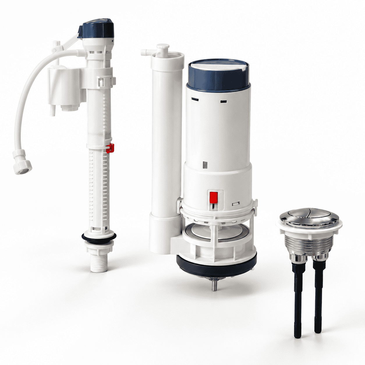 Universal 2 Inch Toilet Repair Kit with Adjustable Fill Valve and Dual Flush System