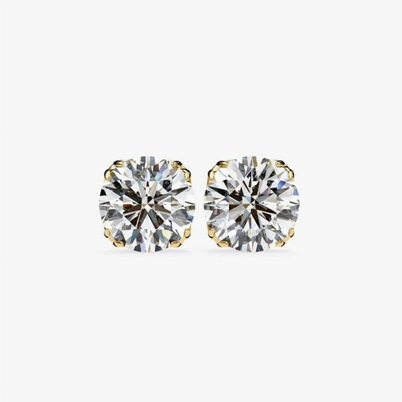 1.00 Ct Round Cut VVS1 Moissanite Solitaire Stud Earrings 14K Yellow Gold Finish