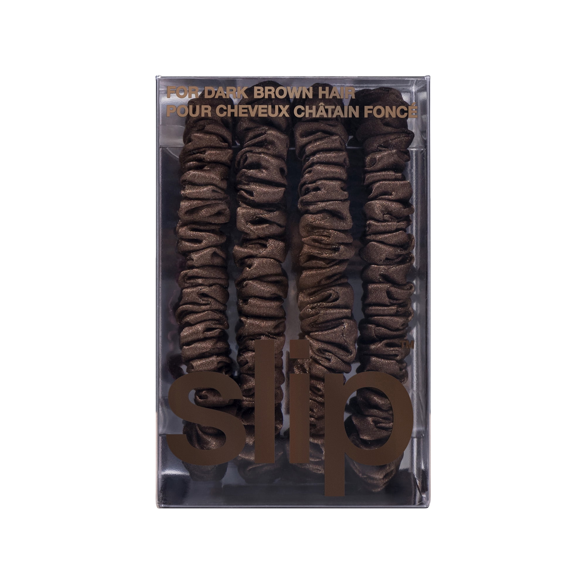 slip pure silk back to basics skinny scrunchies - dark brown