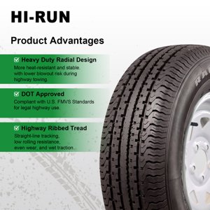 Hi-Run 2 Set ST100 ST225/75R15 10PR 117M Trailer Tire & 15X6 6 Lugs on 5.5″ PCD, 0 Offset Wheel Assembly Fits 225/75/15, 225 75 15 Sansujyuku sansujyuku.com
