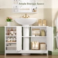 thumbnail image 4 of Pedestal Sink Storage Cabinet with 2 Doors and 3 Open Shelves, Under Sink Cabinet, Bathroom Sink Cabinet with U-Shape, White, 4 of 6