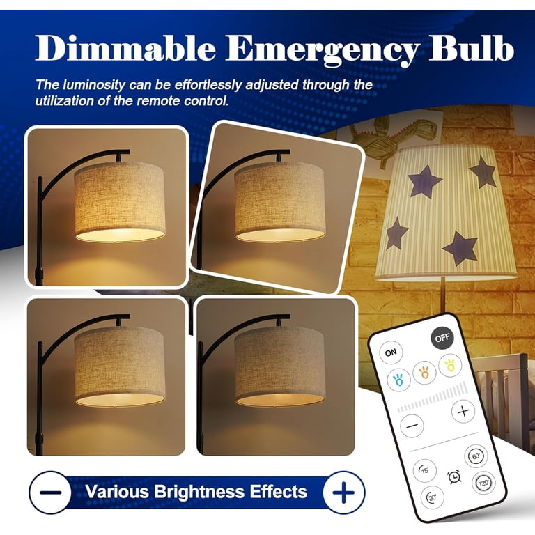 Weaboopre E26 Rechargeable Light Bulb With Remote – Dimmable, 3 Color Temps, Timer, USB-C – No Wiring Needed