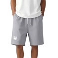thumbnail image 2 of TKKCS Mens Casual Drawstring Shorts- Elastic Waist Breathable Flat Front Lightweight Daily Wear Summer Beach Shorts with Pockets Gray Size 2XL, 2 of 7
