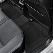 BDK Two-Tone Carpet Car Floor Mats, Faux Leather Accents Built-In Heel Pad, Anti-Slip Stylish 4-Piece Set, for Car Truck SUV Van, Black