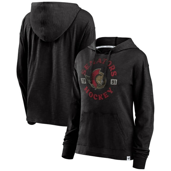 Women's Fanatics  Heather Black Ottawa Senators True Classic Pullover Hoodie