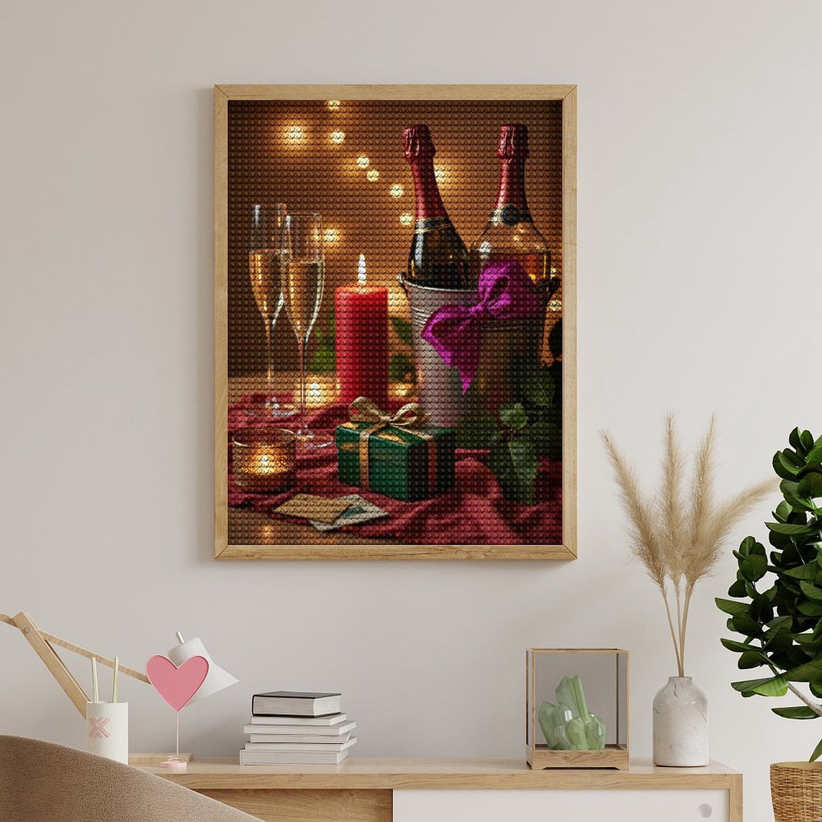 Diamond Art Kits for Adults, Celebration Champagne Candle Decor 5D Diamond Painting Kits for Adults Beginners, DIY Full Drill Diamond Painting, Gem Art and Crafts 12x16