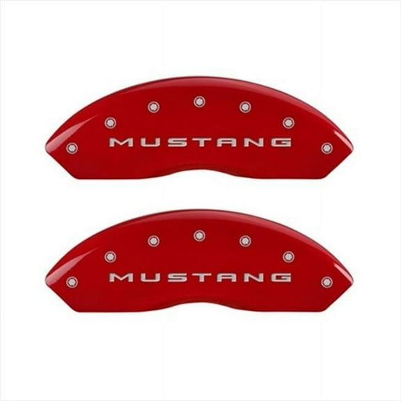 MGP Caliper Covers  Mustang Red Caliper Covers - Engraved Front & Rear, Set of 4