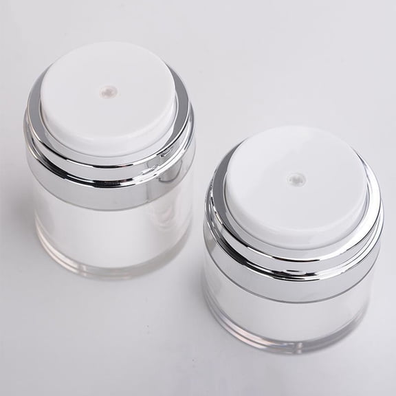 Homoyoyo Airless Pump Jar Set, 2 Transparent Plastic Containers, Easy to Fill and Reuse for Skincare and Cosmetics