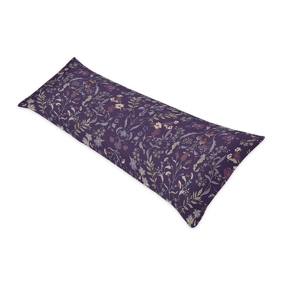 Sweet Jojo Designs Boho Floral Wildflower Plum Purple Girl Body Pillow Case (Pillow Not Included)