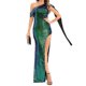 thumbnail image 3 of Gibobby Vestidos largos para fiestas elegantes Vestido de noche elástico con lentejuelas y abertura en el hombro inclinado sexy para mujer(Verde,G), 3 of 5