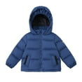 thumbnail image 4 of SuTry Boys Solid Color Thickened Hooded Windproof Down Cotton Jacket Warm Fall Winter Coat Outerwear for Kids 3-110 Years(Navy,5-6 Years), 4 of 9