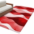 thumbnail image 2 of 2.7x5 Area Rugs, Red Striped Non-Skid Rubber Backing Large Rectangle Rugs - Living Room Bedroom Home Office, Modern Gradient Geometric Ripple Stripes Indoor Floor Mat Carpets Washable Rug, 2 of 9
