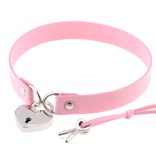 Collier Ras du Cou en Cuir Punk Premium en Cuir Végan et Collier avec Pendentif Élégant Rose