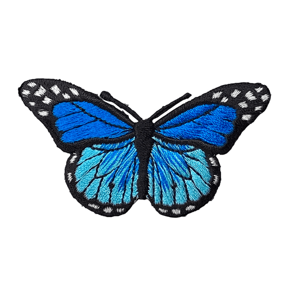 Blue and Black Butterfly Embroidered Iron on Patch