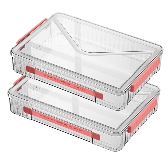 Caja de almacenamiento para archivos RHONZHAO, 2 unidades, plástico transparente para A4