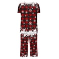 thumbnail image 6 of asdoklhq Bamboo Pajamas for Women Fashionable and Casual Loose Christmas Printed Round Neck Short Sleeved Button Top Cropped Pants Pajamas Sleepwear Set Red M, 6 of 6