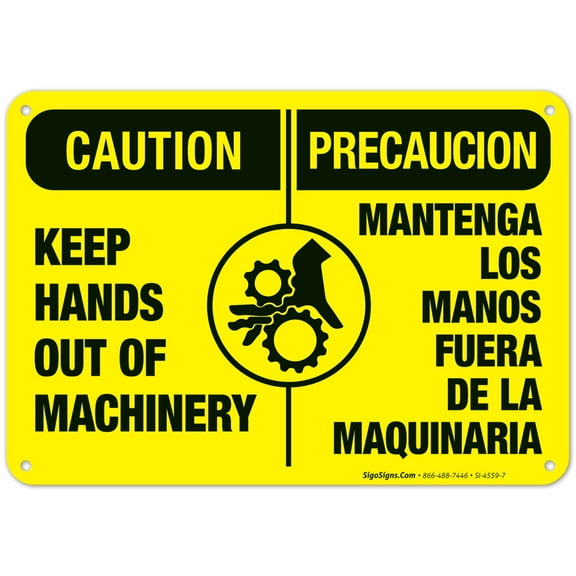 Keep HandsOut Of Machinery Bilingual Sign, OSHA Caution Sign,