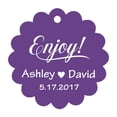 thumbnail image 1 of 100 PCS Enjoy! Customized Scallop Edges Hang Tags Personalized Wedding Favor Gift Paper Tags, 1 of 1