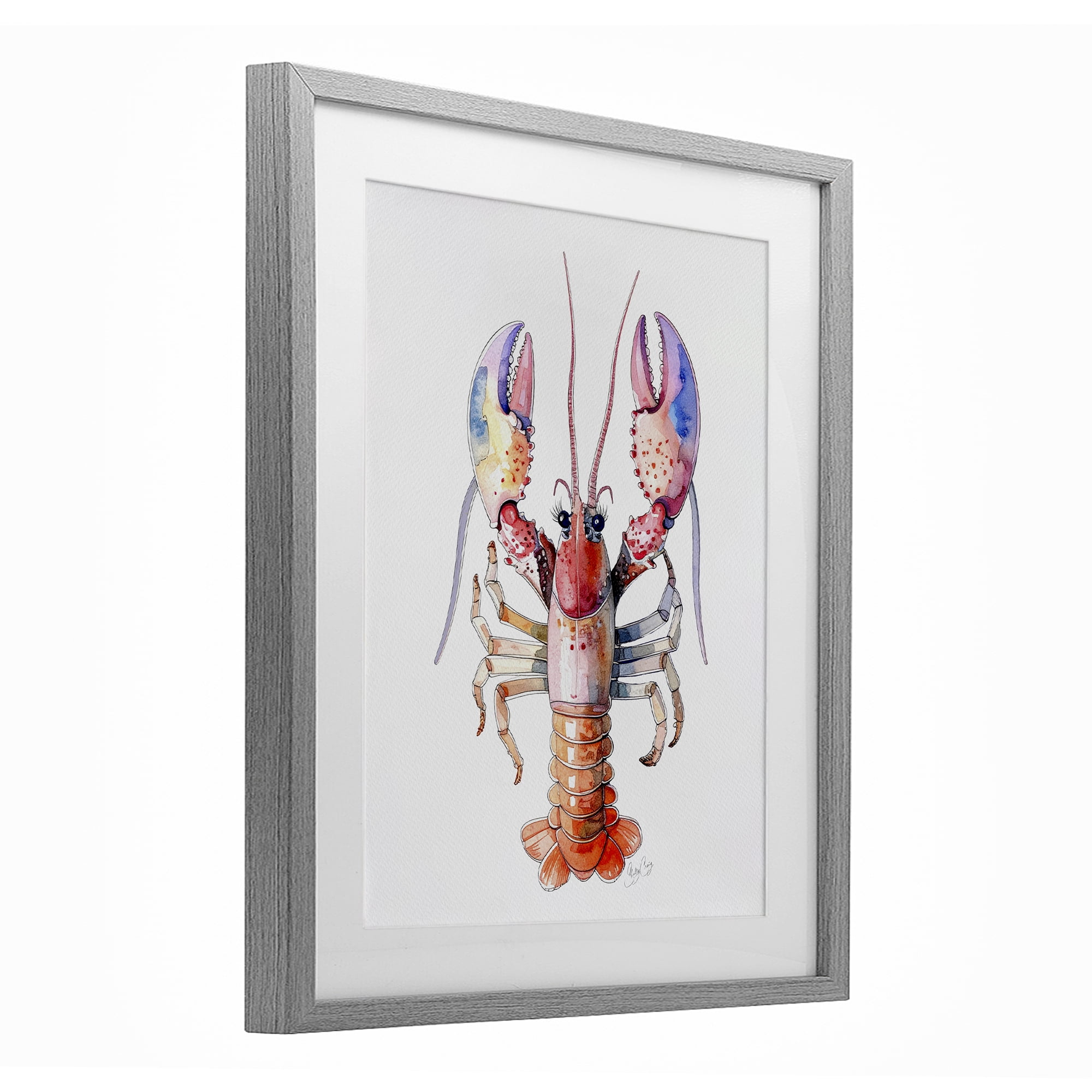 Stupell Industries Coral Claw Lobster Gray Framed Print Under Glass, design by Shelly Craig